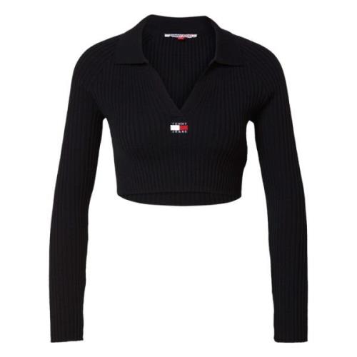 Tommy Jeans Badge Rib Krage Tröja Black, Dam