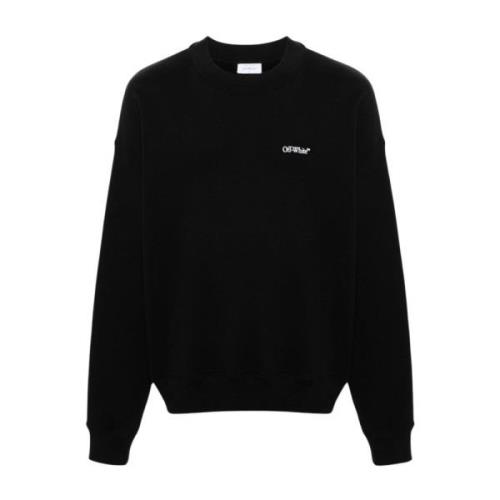 Off White Svart Crew Neck Tröja Bomull Jersey Black, Herr