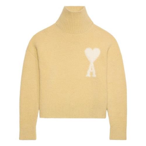 Ami Paris Beige Alpaca Roll-neck Sweater Beige, Herr