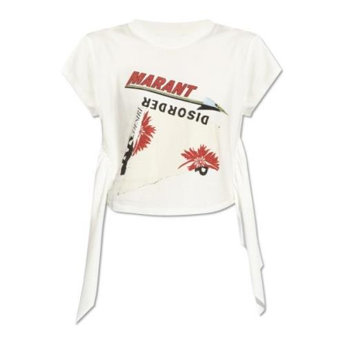 Isabel Marant Étoile T-shirt med 'Zodya' tryck White, Dam