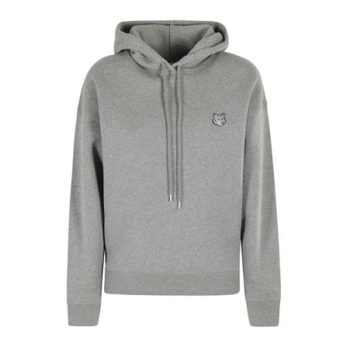 Maison Kitsuné Räv Huvud Patch Hoodie Gray, Dam