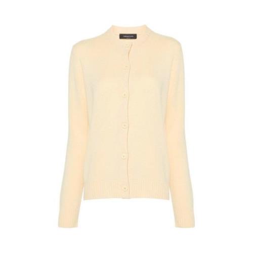 Fabiana Filippi Gul Merinoull Cardigan med Perforerad Detalj Beige, Da...