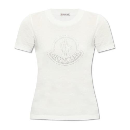 Moncler T-shirt med logotyp White, Dam