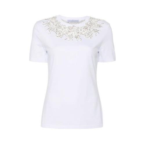 Ermanno Scervino Kristallspets T-shirt med Tylldetaljer White, Dam