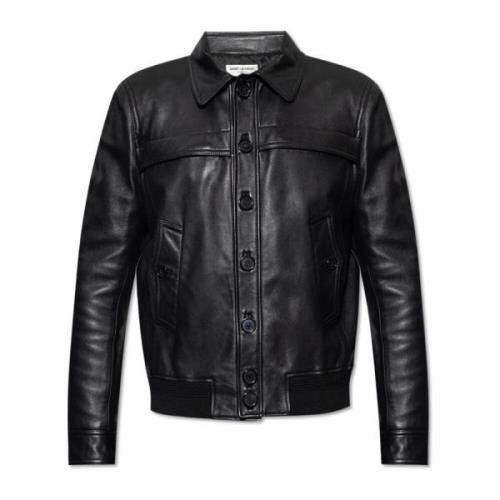 Saint Laurent Läderjacka Black, Herr