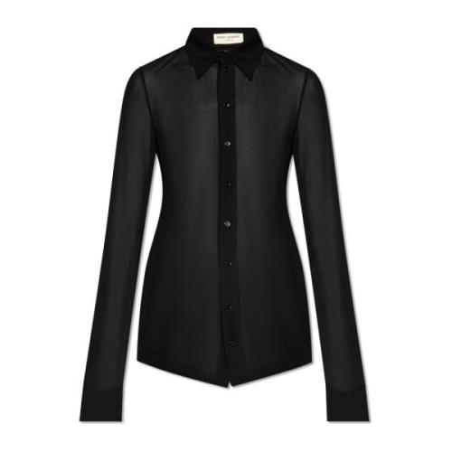 Saint Laurent Genomskinlig skjorta Black, Dam