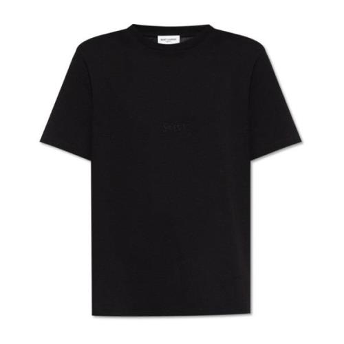 Saint Laurent T-shirt med logotyp Black, Dam