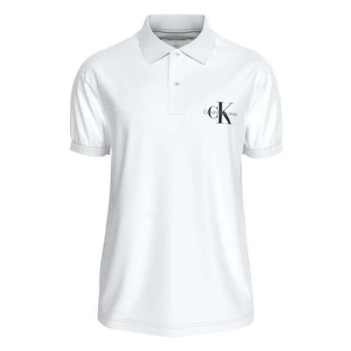 Calvin Klein Monograma Short Sleeve Polo White, Herr