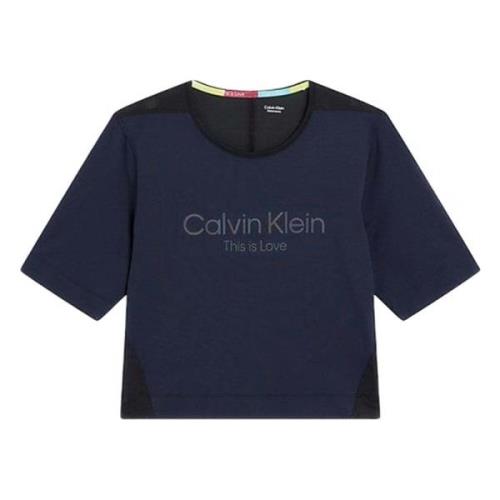 Calvin Klein Wo-Ss T-Shirt (Boxy) T-shirt Blue, Dam