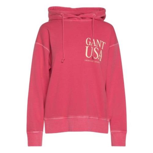 Gant Mysig Sunfaded USA Hoodie Pink, Dam