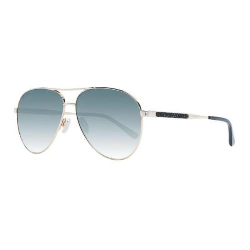 Jimmy Choo Guld Aviator Solglasögon Blå Gradient Linser Yellow, Dam