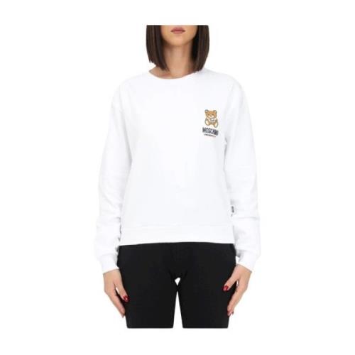 Moschino Rundhalsad sweatshirt White, Dam