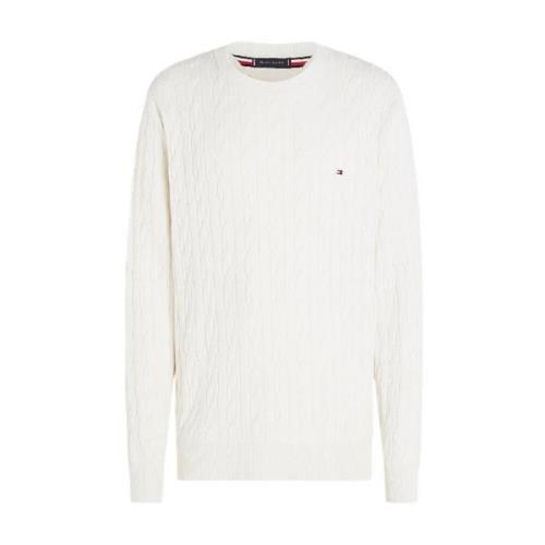 Tommy Hilfiger Retroinspirerad Chain Knit Sweatshirt Kräm White, Herr