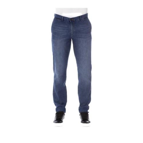 Trussardi Stiliga Jeans med knapp och dragkedja Blue, Herr