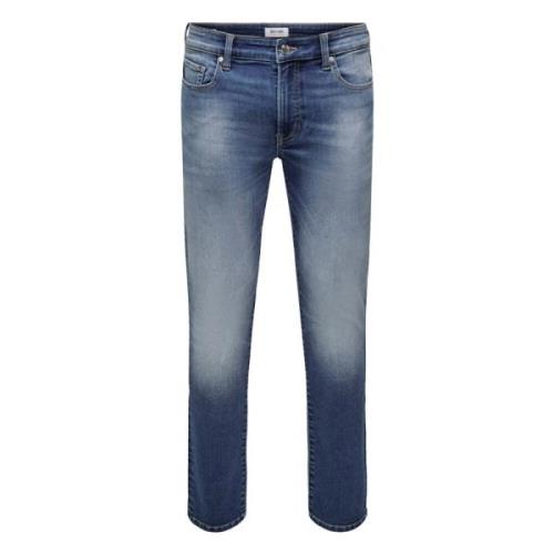 Only & Sons Slim Fit Mid waist Långa byxor Blue, Herr