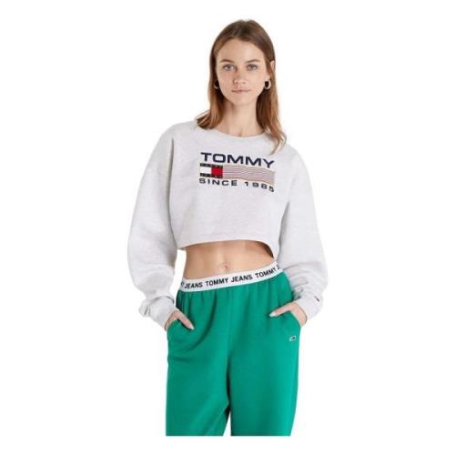 Tommy Jeans Super Crop Modern Sweat Hoodie Gray, Dam