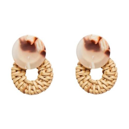 Pieces Earrings Beige, Dam