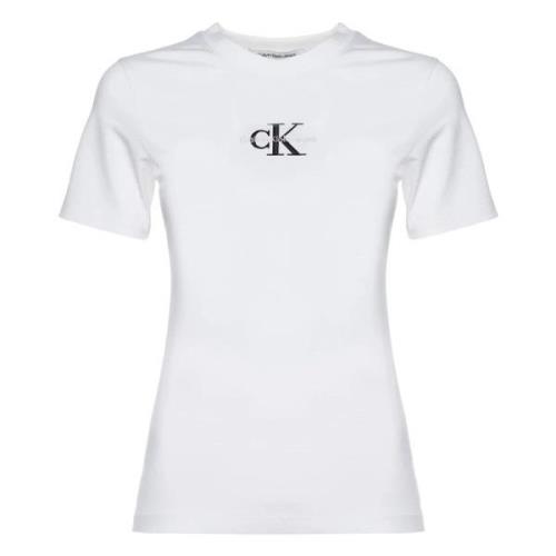 Calvin Klein Jeans Slim Monogram Logo T-shirt White, Dam