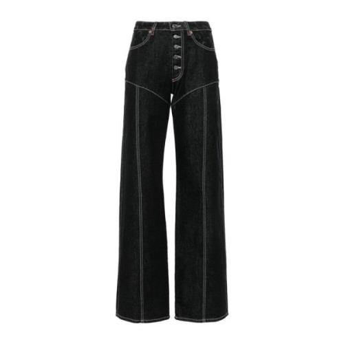 Marine Serre Svarta Denim Jeans med Halvmåne Tryck Black, Dam