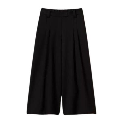 Twinset Svarta Cropped Milano Byxor Black, Dam