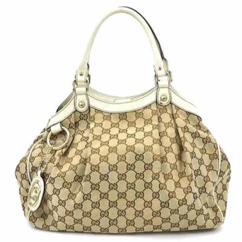 Gucci Vintage Pre-owned Canvas handvskor Beige, Dam