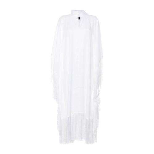 Taller Marmo Vit Linne Kaftan med Fransar White, Dam