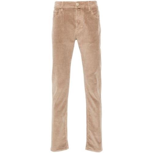 Jacob Cohën Beige Corduroy Broderad Logga Jeans Beige, Herr