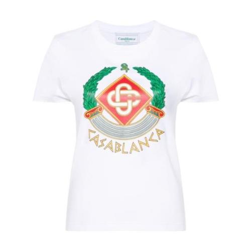 Casablanca Vit Bomull Logo Print T-shirt White, Dam