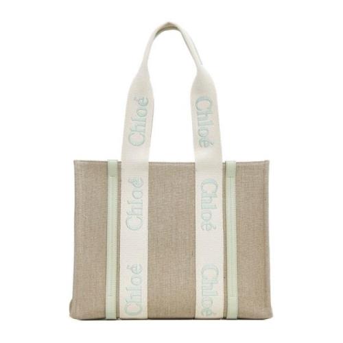 Chloé Beige Canvas Tote Bag med Bandhandtag Beige, Dam