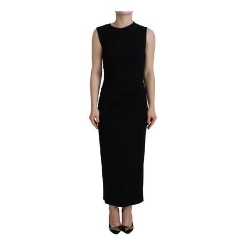 Dsquared2 Svart ärmlös rynkad maxi klänning Black, Dam