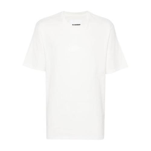 Jil Sander Vit Bomull T-shirt med Logo Print White, Herr