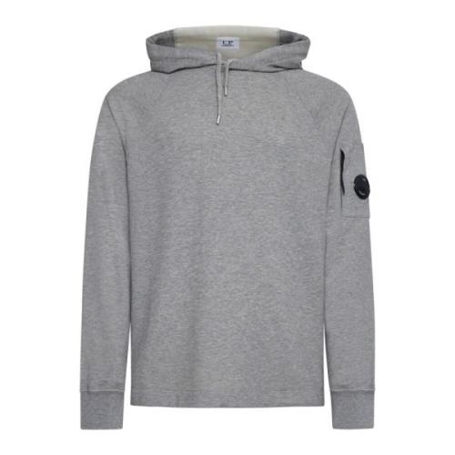 C.p. Company Melange Grå Fleece Bomull Hoodie Gray, Herr