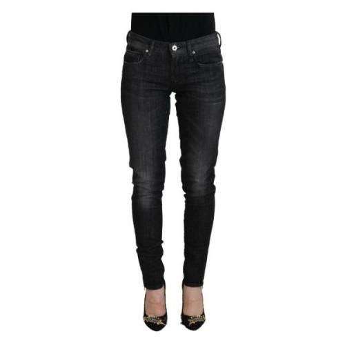 Fiorucci Svarta Skinny Jeans med Låg Midja Black, Dam