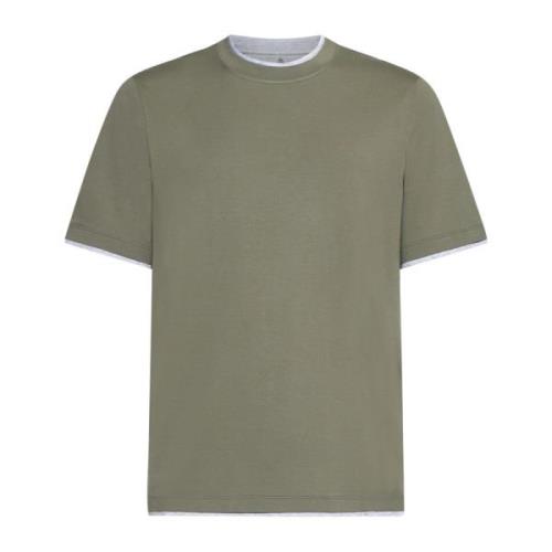 Brunello Cucinelli Olivgrön Crew Neck T-shirt Green, Herr