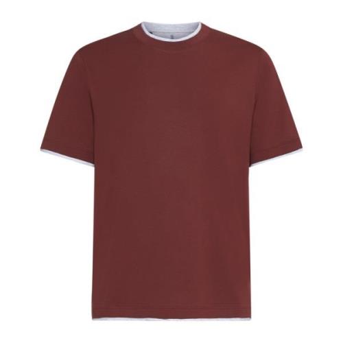 Brunello Cucinelli Korallröd Crew Neck T-shirt Red, Herr