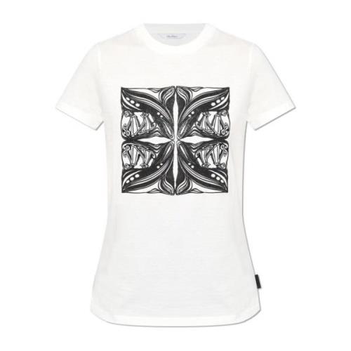 Max Mara Tryckt T-shirt White, Dam