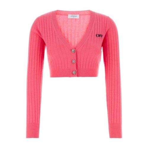 Off White Fuchsia Wool Blend Cardigan Pink, Dam