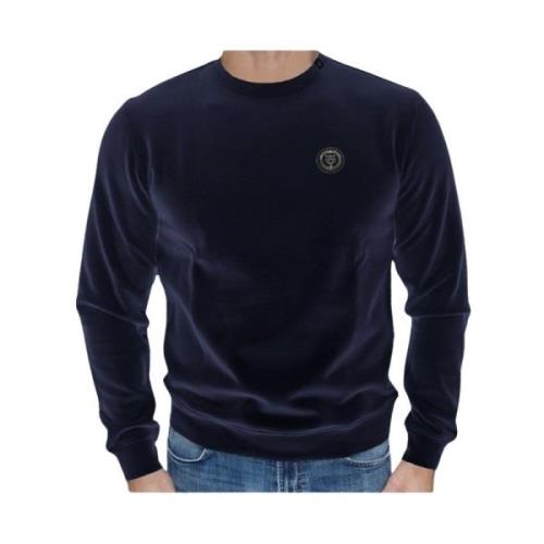 Plein Sport Herr Crewneck Sweatshirt Logo Print Blue, Herr