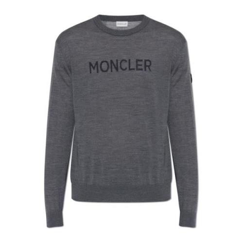 Moncler Tröja med logotyp Gray, Herr