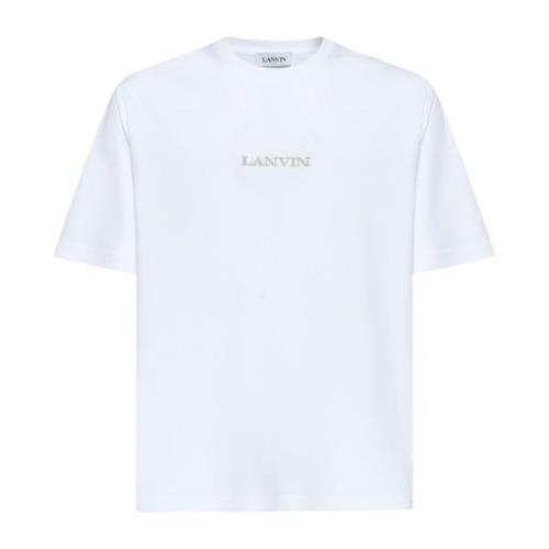 Lanvin Vit Bomullst-shirt med Bouclette Logo White, Herr