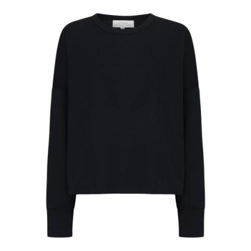 Studio Nicholson Svart Bomull Långärmad Crew Neck T-shirt Black, Dam