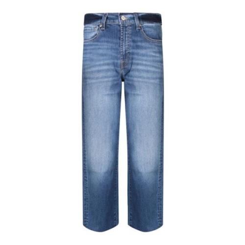 7 For All Mankind Faded Denim Slim Fit Jeans Blue, Dam