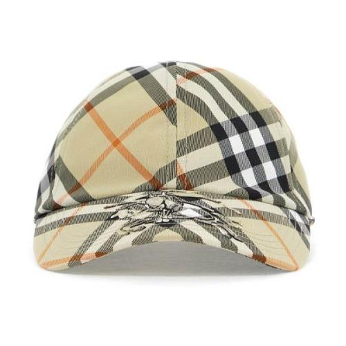 Burberry Rutig baseballkeps med ryttardesign Beige, Dam