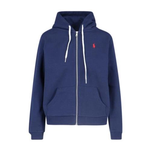 Ralph Lauren Blå Zip Logo Tröja Blue, Dam