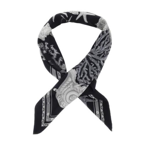 Versace Svart Barocco De La Mer Sidenscarf Black, Herr