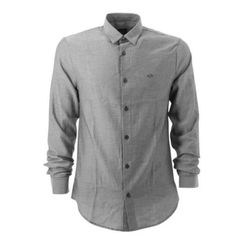 Armani Exchange Blå Långärmad Skjorta Slim Fit Gray, Herr