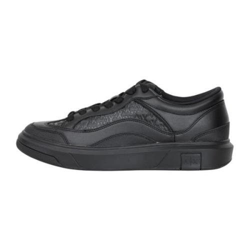 Armani Exchange Svarta Sneakers med All-Over Logo Black, Herr