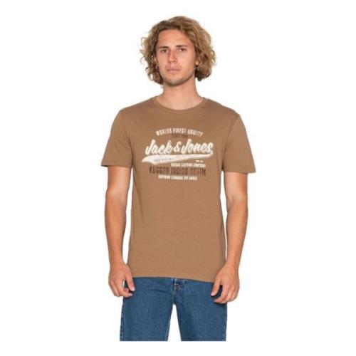 Jack & Jones Ss Tee Crew Neck T-shirt Brown, Herr