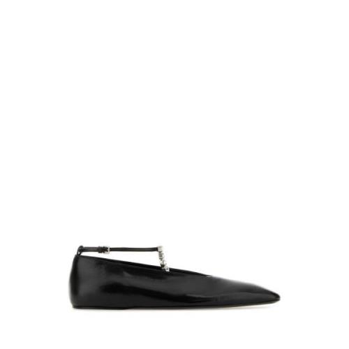 Jil Sander Klassiska Svarta Läderballerinor Black, Dam