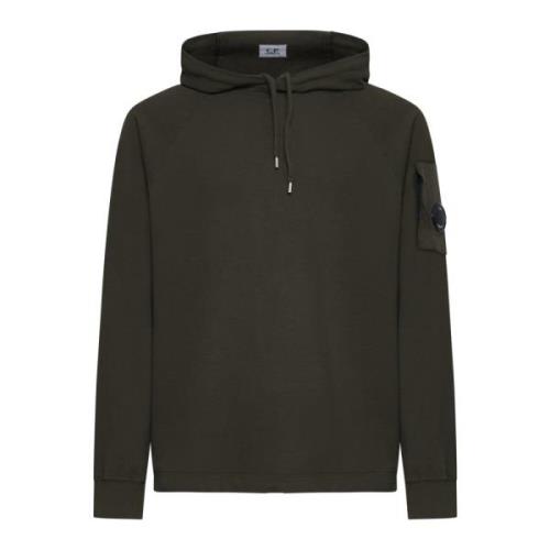 C.p. Company Grön Fleece Hoodie med Logoficka Green, Herr